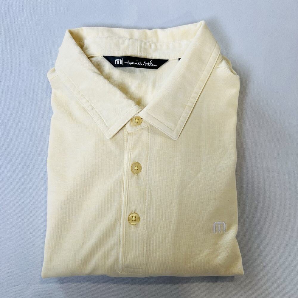 Travis Mathew Polo Shirt Mens Lg Yellow Casual Golf Lightweight